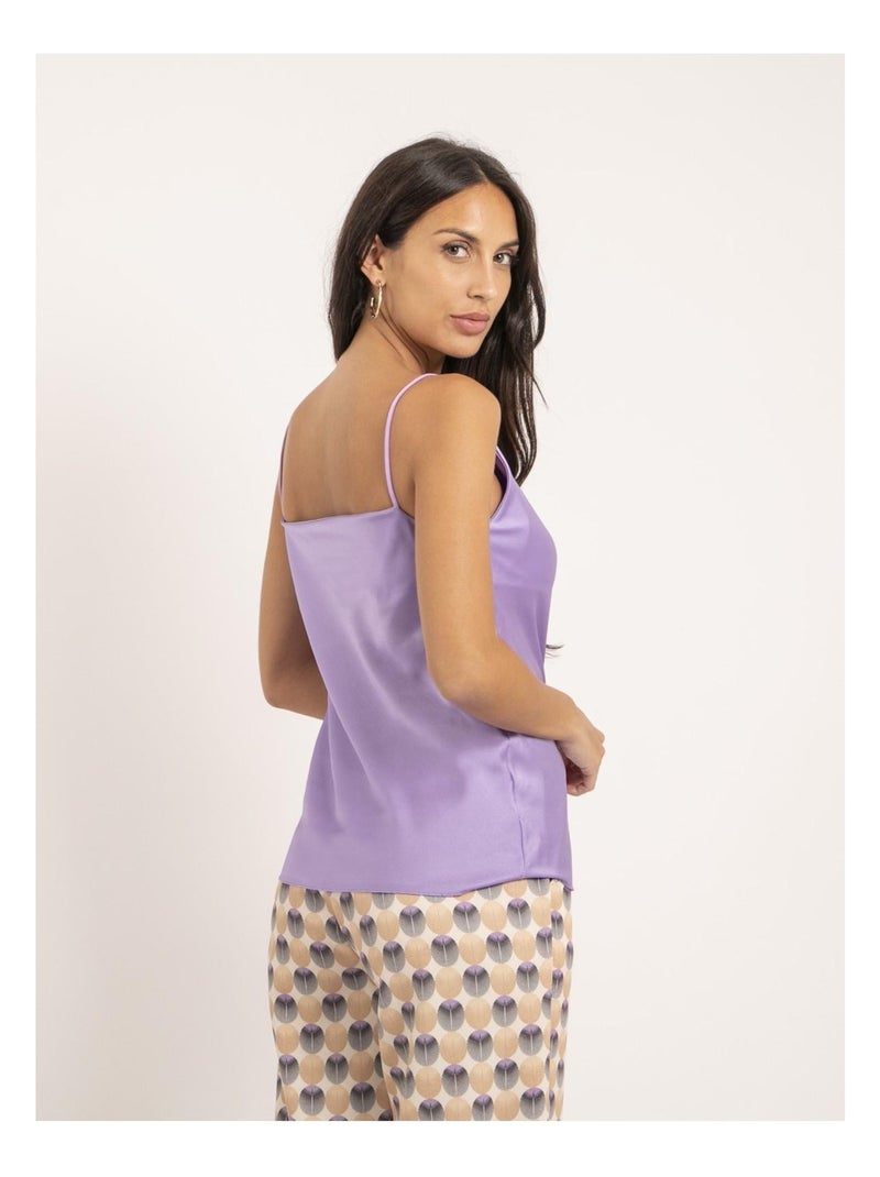 Caraco satin col bénitier FLAMELL Violet - Kiabi