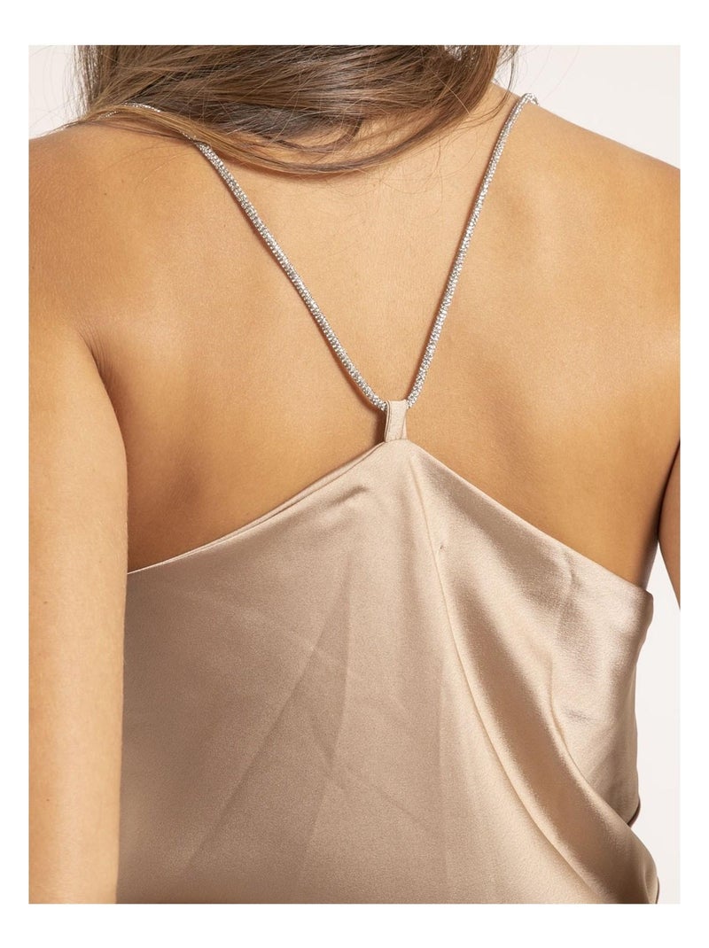 Caraco satin col bénitier FOLINE Beige - Kiabi