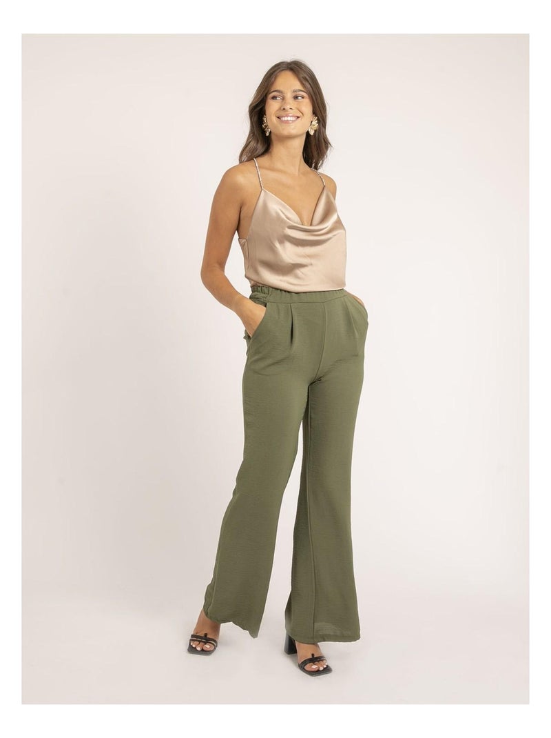 Caraco satin col bénitier FOLINE Beige - Kiabi