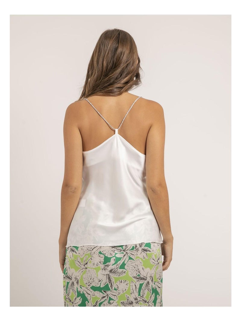Caraco satin col bénitier FOLINE Blanc - Kiabi