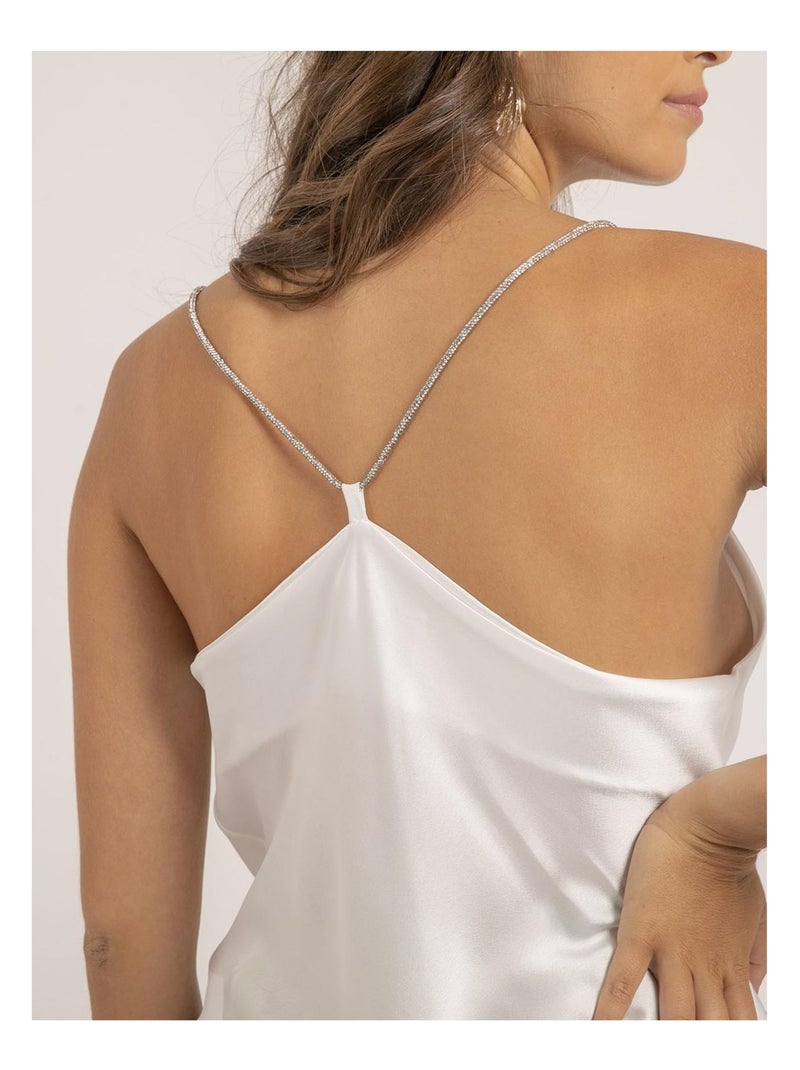Caraco satin col bénitier FOLINE Blanc - Kiabi