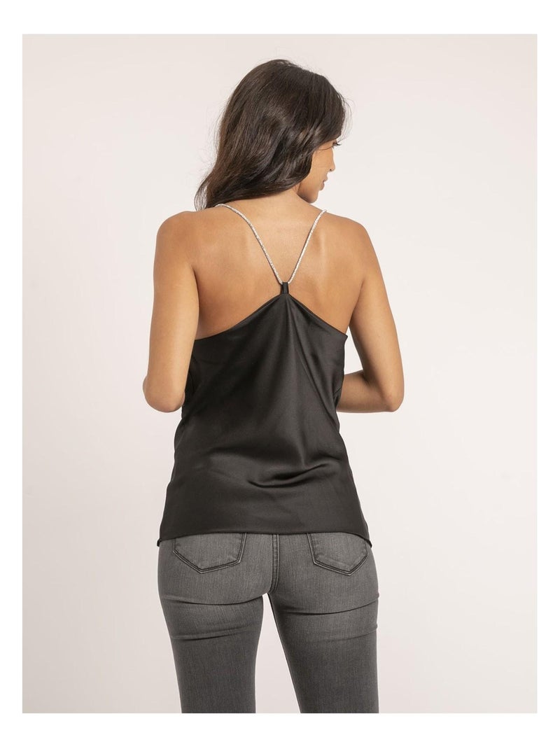 Caraco satin col bénitier FOLINE Noir - Kiabi