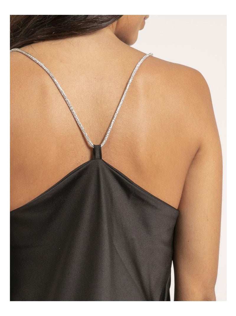 Caraco satin col bénitier FOLINE Noir - Kiabi