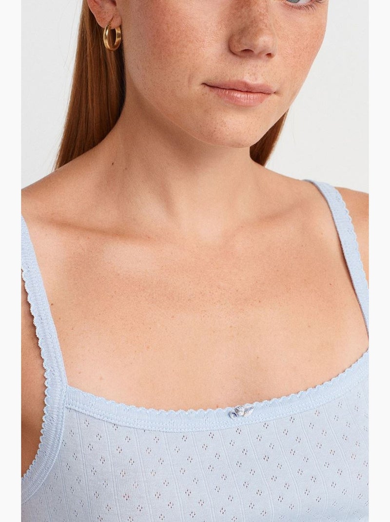 Caraco texturé en coton modal dilvin Bleu ciel - Kiabi
