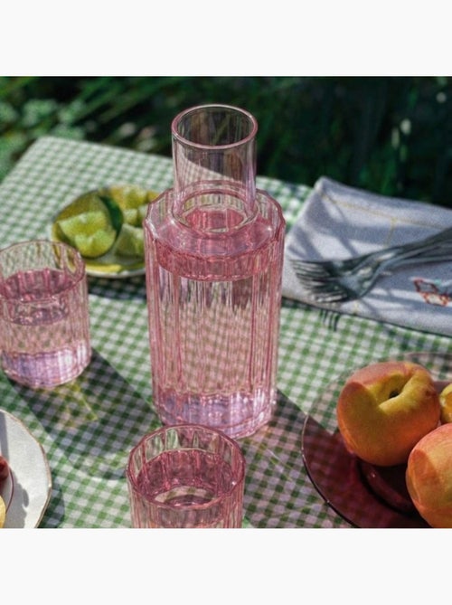 Carafe en verre coloré avec verre assorti - Kiabi