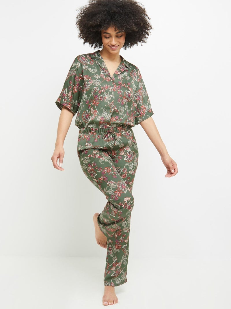 Caramel pantalon satin Vert - Kiabi