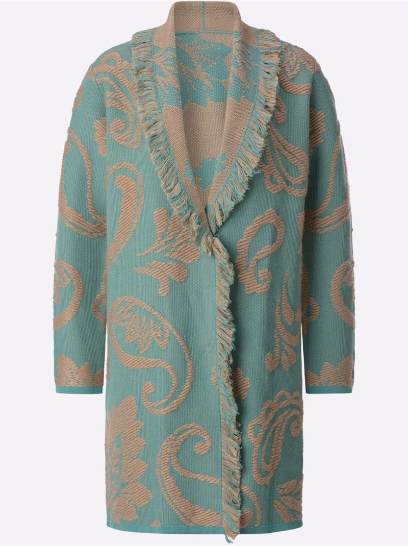 Cardigan 10% Laine - Taille Standard - Helline Vert sauge/Blanc cassé/Sable - Kiabi
