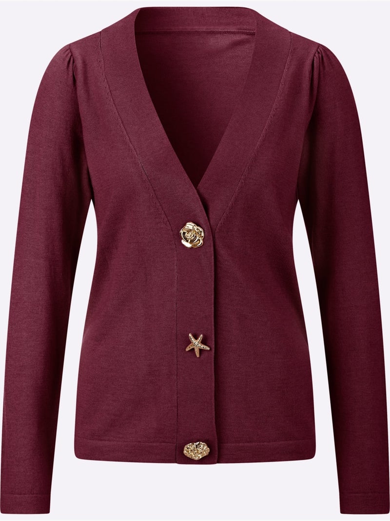 Cardigan 30% Laine - Taille Standard - Helline Bordeaux - Kiabi