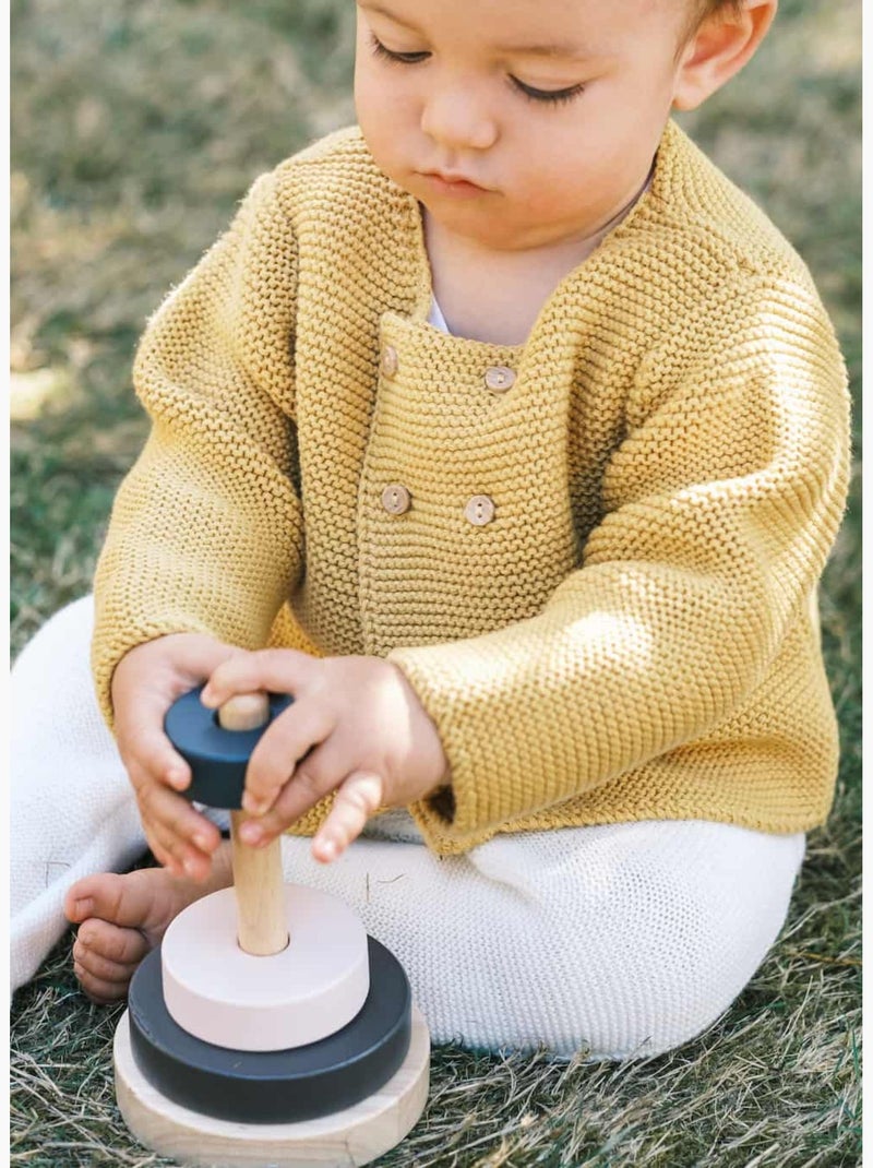 Cardigan 4 Boutons Coton Bio Moutarde - Kiabi