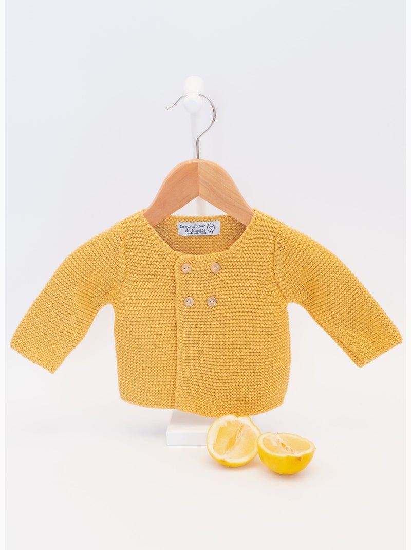 Cardigan 4 Boutons Coton Bio Moutarde - Kiabi