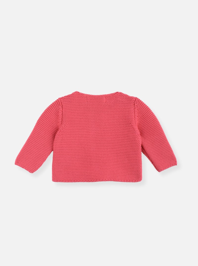 Cardigan 4 Boutons Coton Bio Orange corail - Kiabi