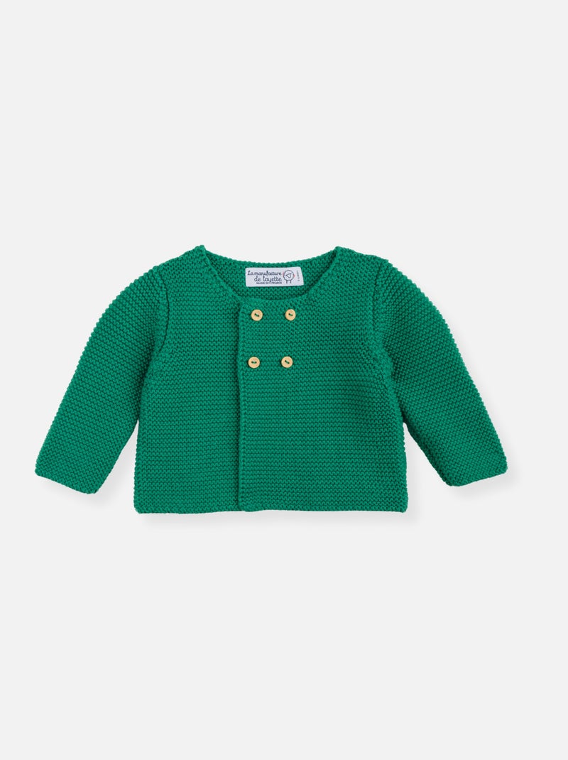 Cardigan 4 Boutons Coton Bio Vert - Kiabi