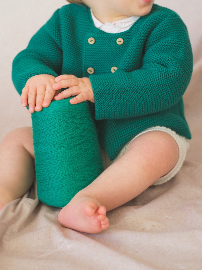Cardigan 4 Boutons Coton Bio Vert - Kiabi