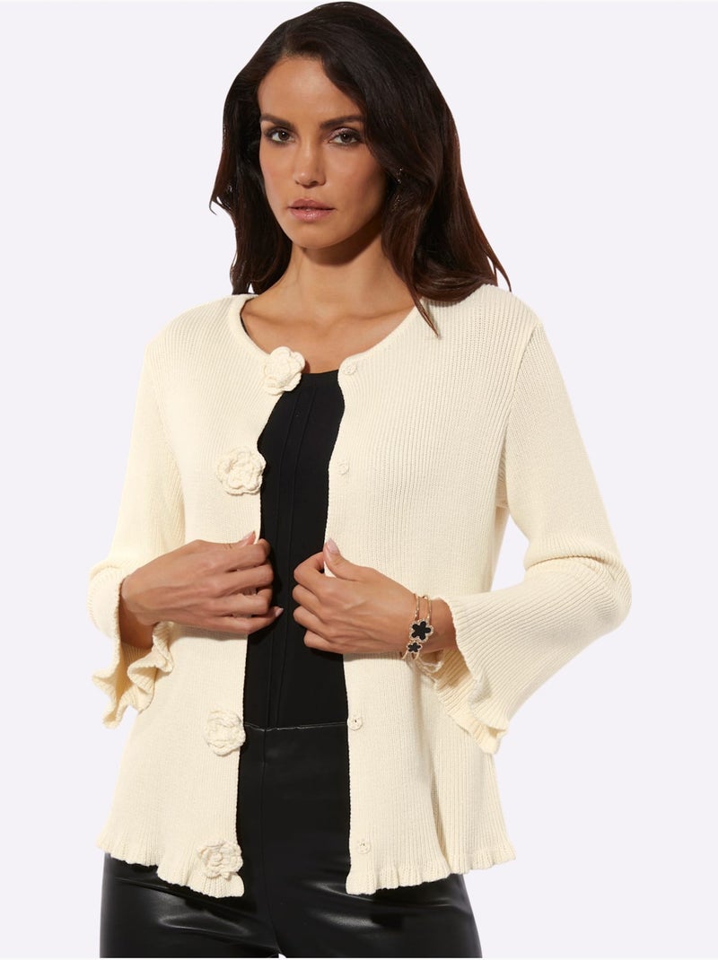Cardigan 42% Viscose - Taille Standard - Helline Ivoire - Kiabi