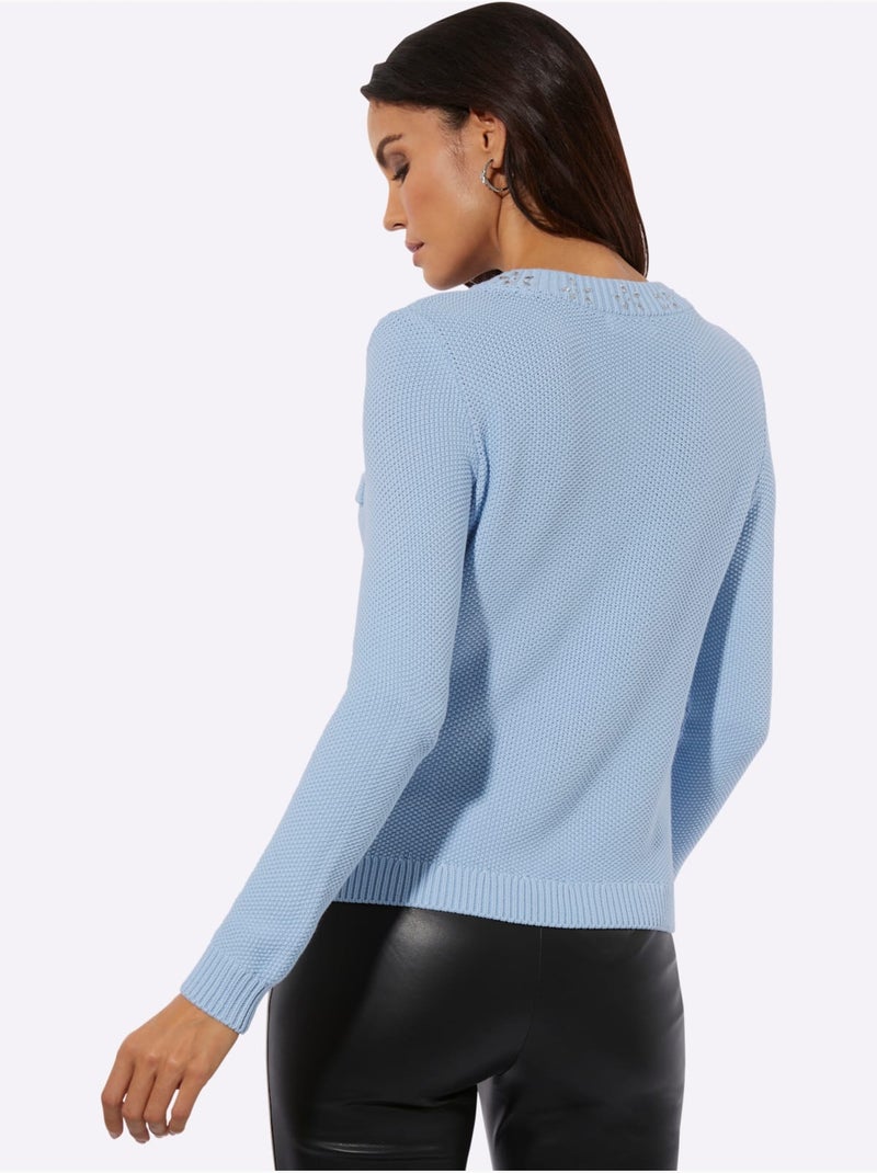 Cardigan 50% Coton Et 50% Modal - Taille Standard - Helline Bleu ciel - Kiabi