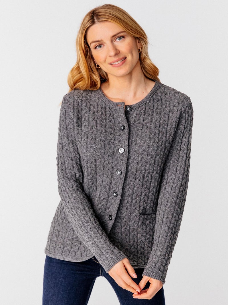 Cardigan 80% laine d'agneau - Damart Gris chiné - Kiabi