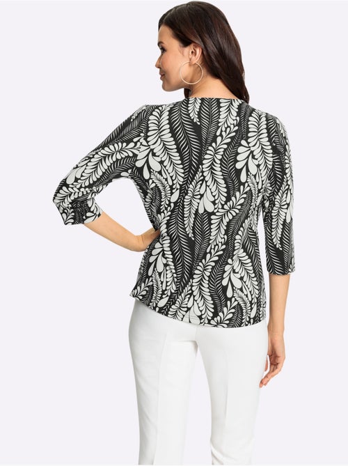 Cardigan à col en V motif feuilles et manches trois quarts - Taille standard - Witt - Kiabi Cardigan à col en V motif feuilles et manches trois quarts - Taille standard - Witt - Kiabi