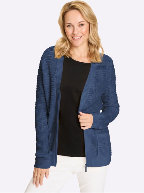 Cardigan à col V avec glissière et poches plaquées - Taille standard - Moda Vilona - Kiabi Cardigan à col V avec glissière et poches plaquées - Taille standard - Moda Vilona - Kiabi