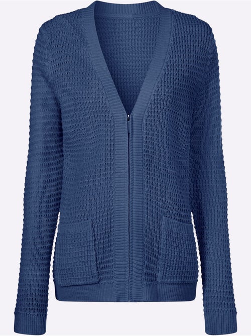 Cardigan à col V avec glissière et poches plaquées - Taille standard - Moda Vilona - Kiabi Cardigan à col V avec glissière et poches plaquées - Taille standard - Moda Vilona - Kiabi
