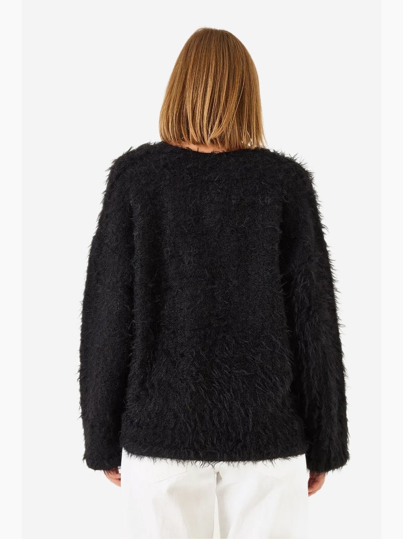 Cardigan à nouer en fourrure lucci Noir - Kiabi