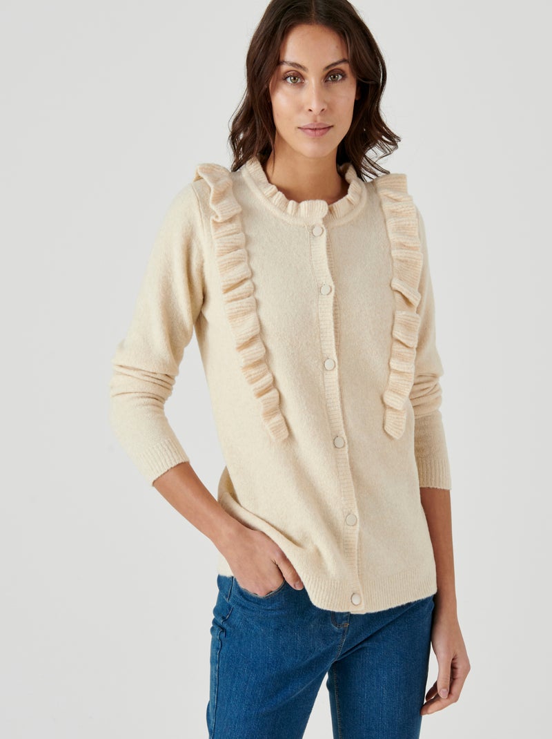 Cardigan à volants - Damart Beige sable - Kiabi
