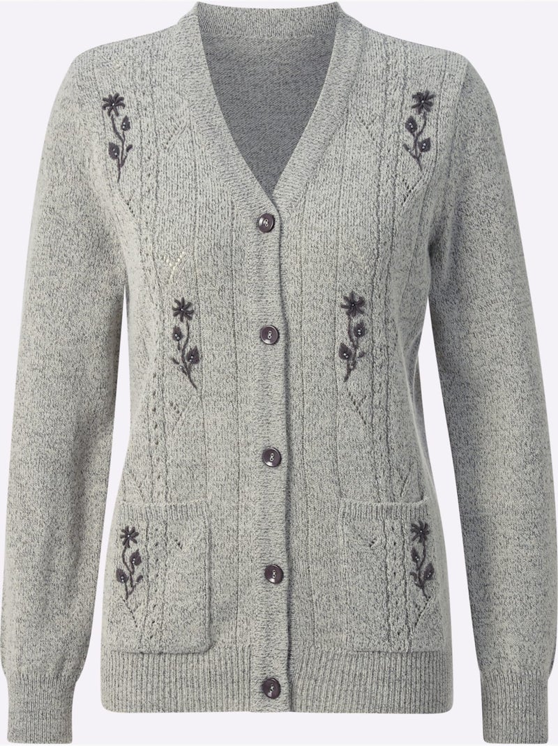 Cardigan Ajouré - Taille Standard - Witt Gris clair - Kiabi