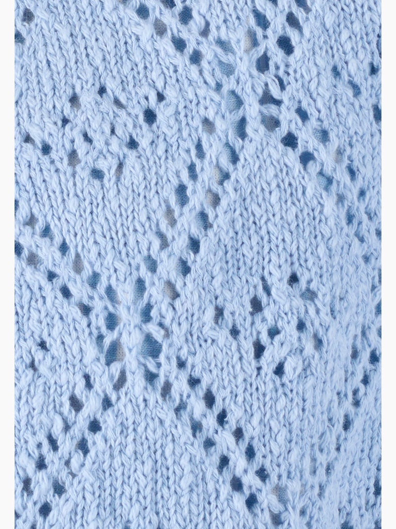 Cardigan ajouré fil ruban - Damart Bleu - Kiabi