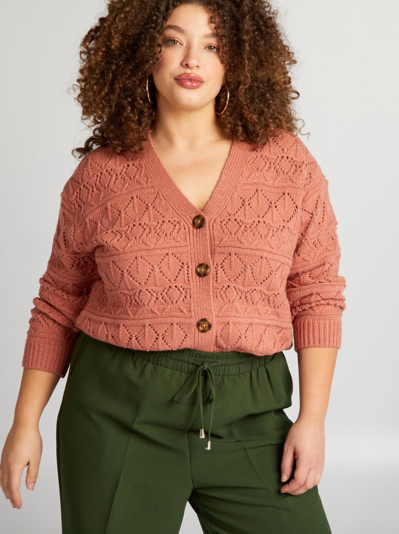 Cardigan ajouré Rose - Kiabi