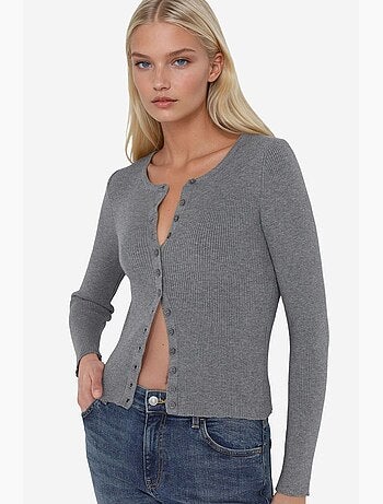 Cardigan ajusté à manches longues et col ras du cou hiccup