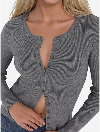 Cardigan ajusté à manches longues et col ras du cou hiccup