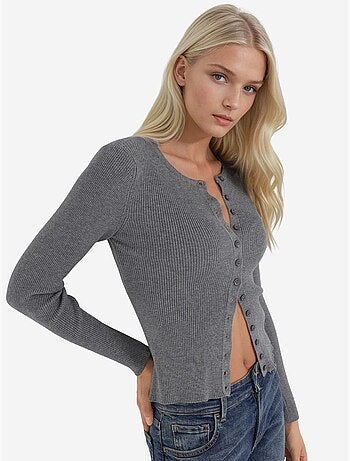 Cardigan ajusté à manches longues et col ras du cou hiccup