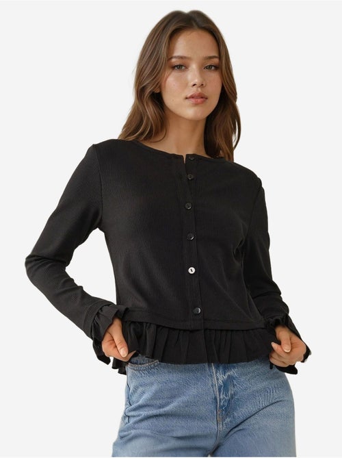 Cardigan ajusté en maille à col ras du cou - Kiabi