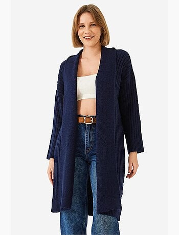 Cardigan ample en maille côtelée lucci