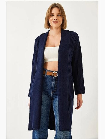 Cardigan ample en maille côtelée lucci