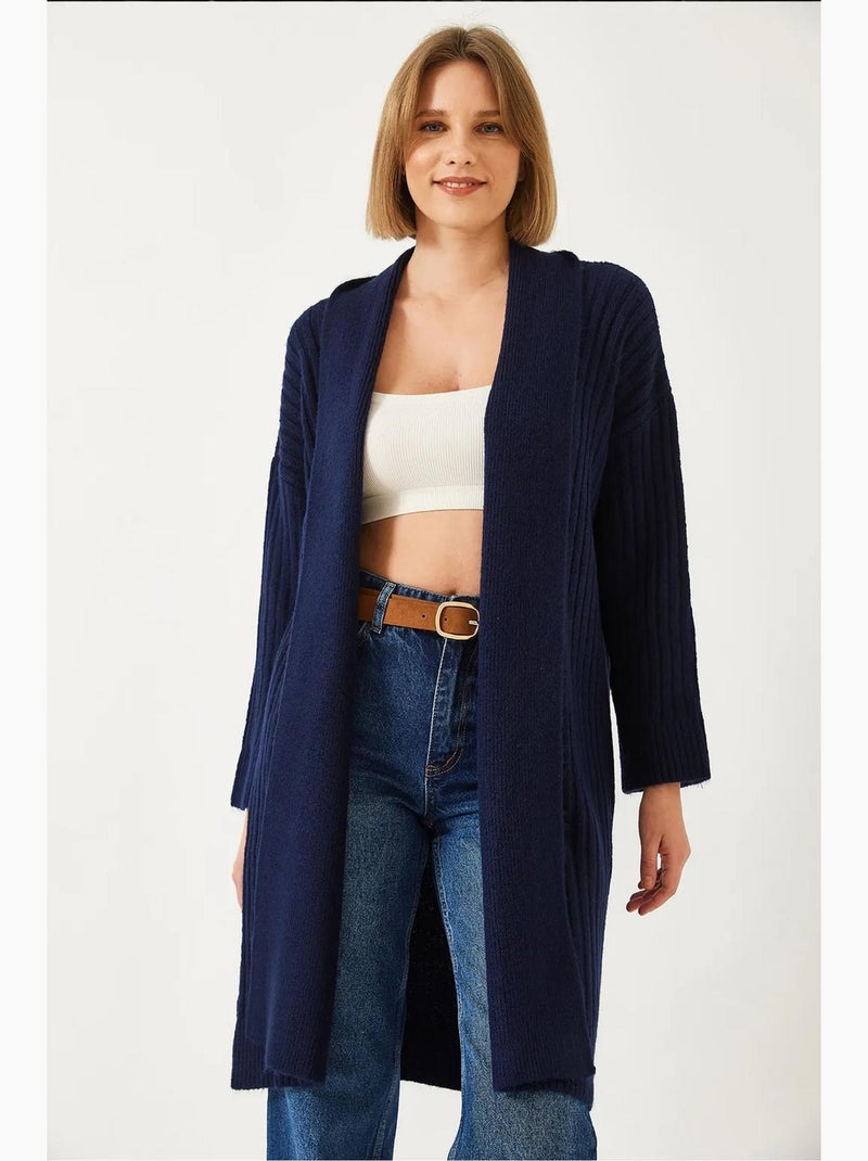 Cardigan ample en maille côtelée lucci Bleu marine - Kiabi