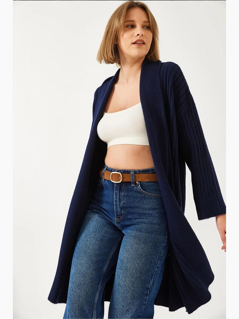 Cardigan ample en maille côtelée lucci Bleu marine - Kiabi