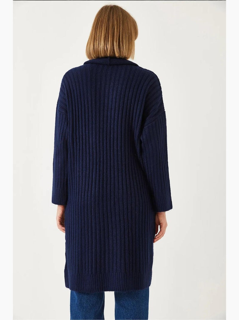 Cardigan ample en maille côtelée lucci Bleu marine - Kiabi
