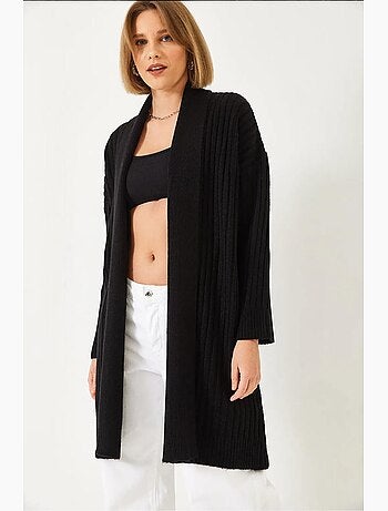Cardigan ample en maille côtelée lucci