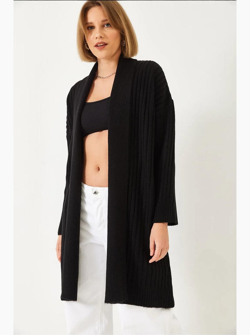 Cardigan ample en maille côtelée lucci Noir - Kiabi