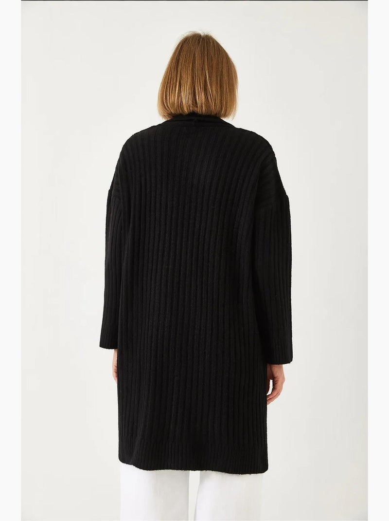 Cardigan ample en maille côtelée lucci Noir - Kiabi