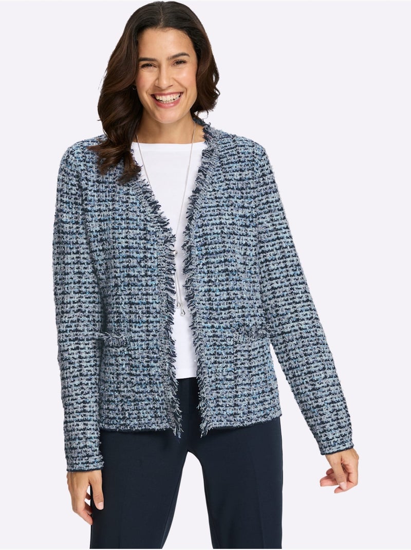 Cardigan Aspect Bouclé élégant - Taille Standard - Witt Ecru/Marine - Kiabi