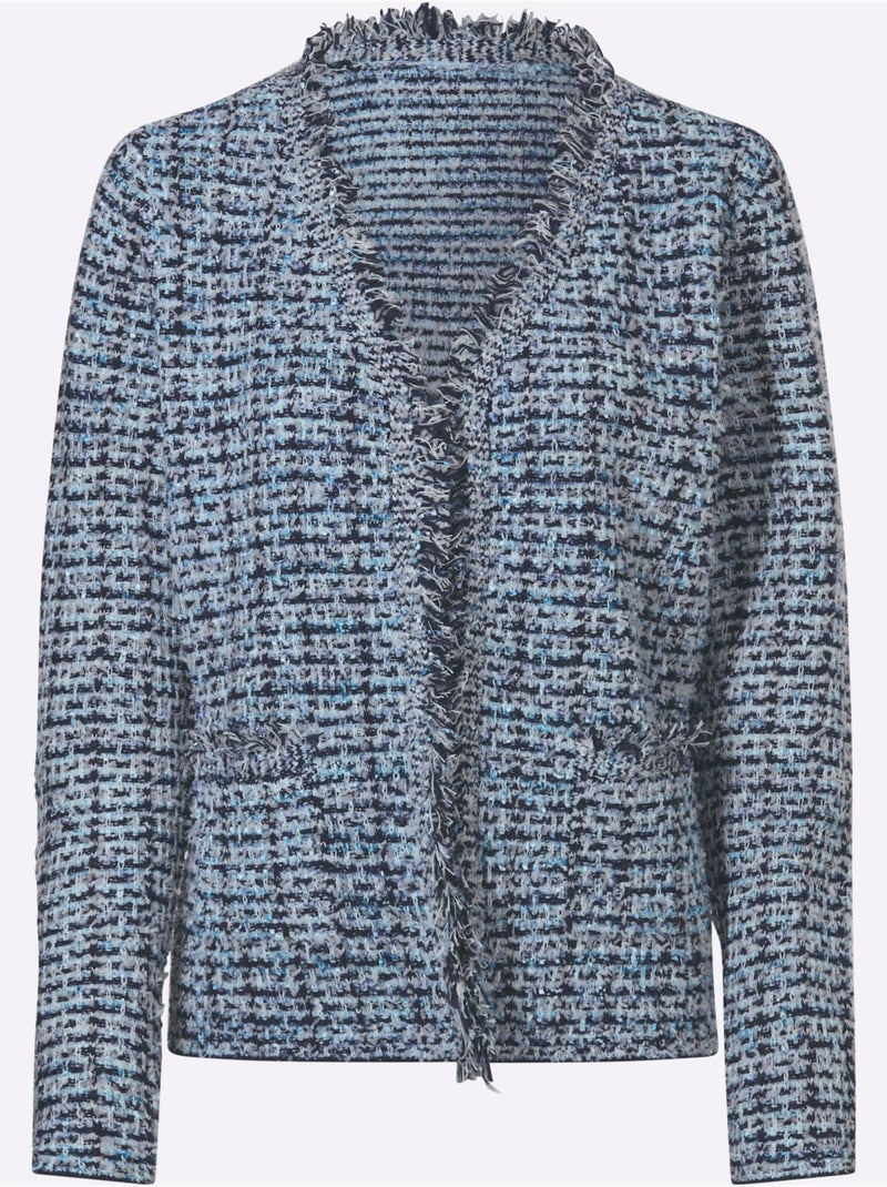 Cardigan Aspect Bouclé élégant - Taille Standard - Witt Ecru/Marine - Kiabi