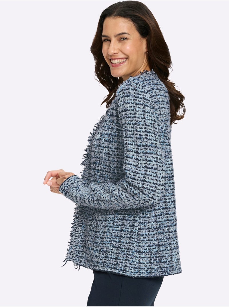 Cardigan Aspect Bouclé élégant - Taille Standard - Witt Ecru/Marine - Kiabi