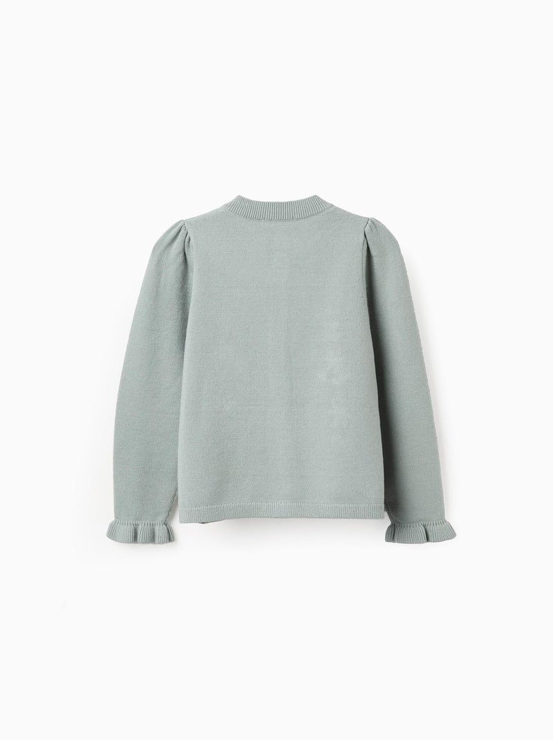 Cardigan avec broderie et volants B&S Vert - Kiabi