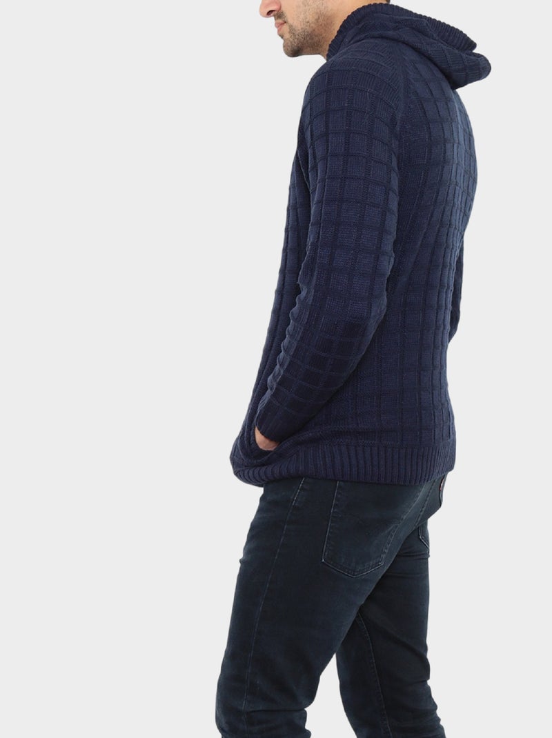 Cardigan avec capuche en maille Bleu marine - Kiabi