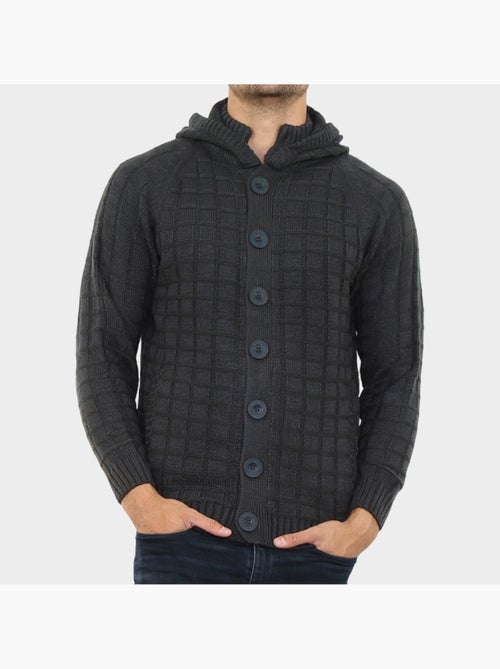 Cardigan avec capuche en maille - Kiabi