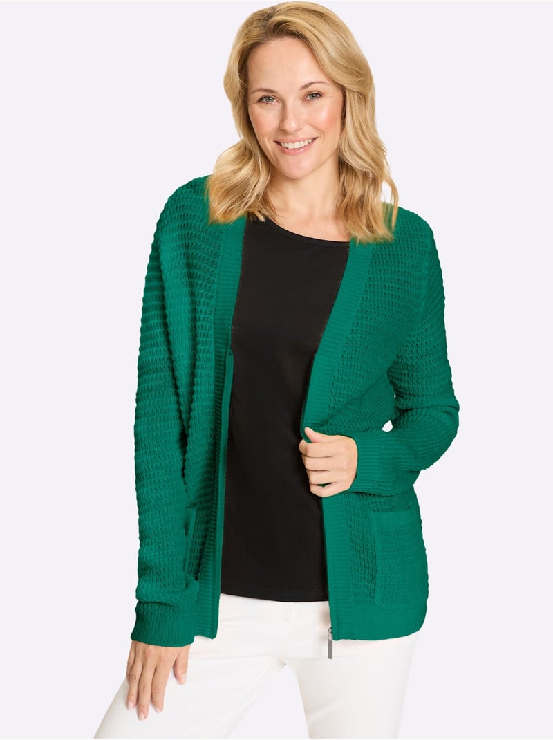 Cardigan Avec Poches - Taille Standard - Moda Vilona Vert - Kiabi