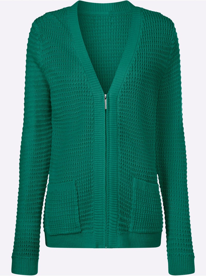 Cardigan Avec Poches - Taille Standard - Moda Vilona Vert - Kiabi