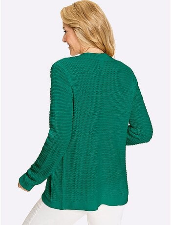 Cardigan avec poches et encolure V à finitions côtelées - Taille standard - Moda Vilona