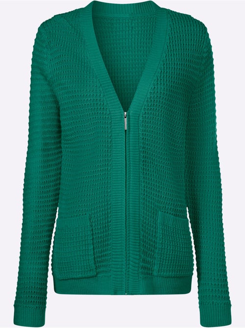 Cardigan avec poches et encolure V à finitions côtelées - Taille standard - Moda Vilona - Kiabi Cardigan avec poches et encolure V à finitions côtelées - Taille standard - Moda Vilona - Kiabi